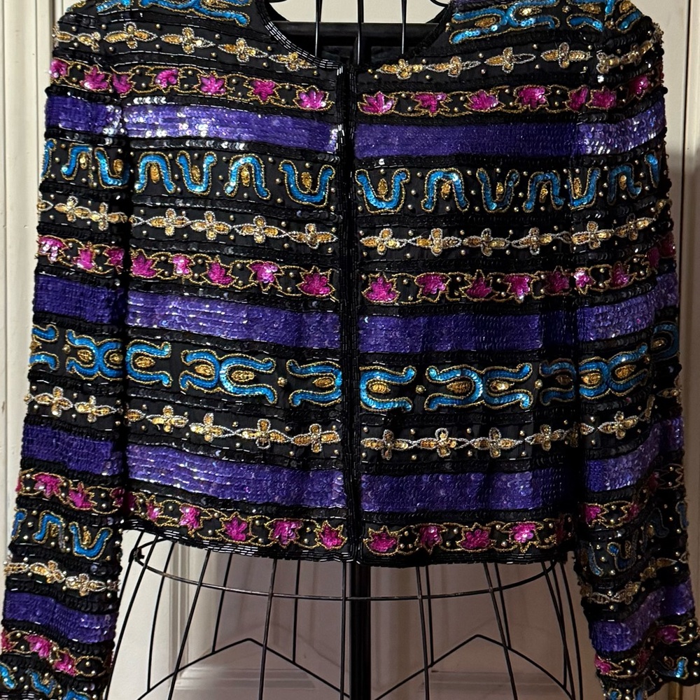 Vintage ~ Tait Mate ~ Jacket ~ Women’s ~ Large ~ Sequin ~ Silk ~ Sparkly Beaded